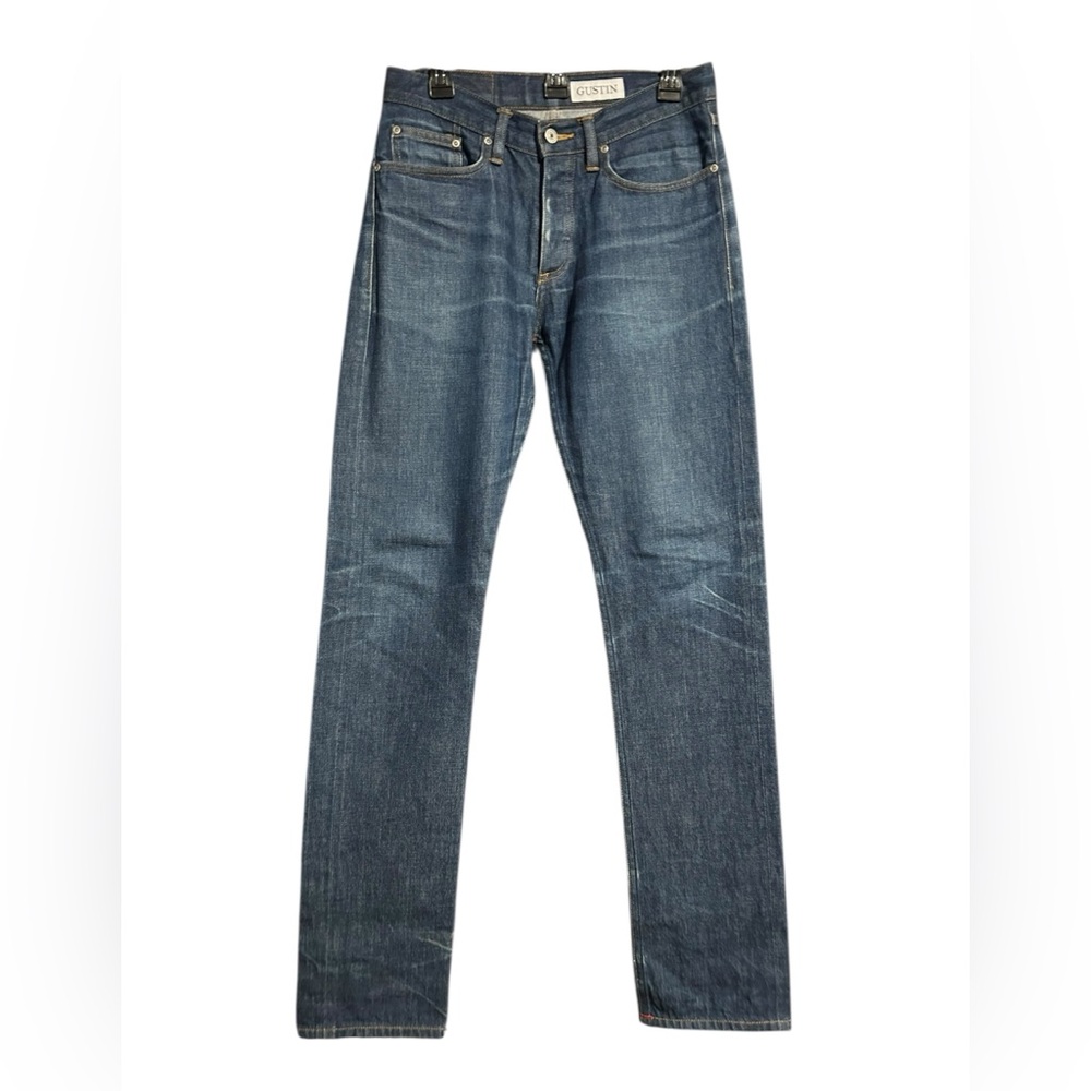 Gustin Mens 30x34 Slim Fit Selvedge Raw Denim Jeans Blue Made in USA